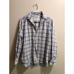 Frank & Eileen Women's Plaid Button-Up Shirt Bue White Size Small made in Italy